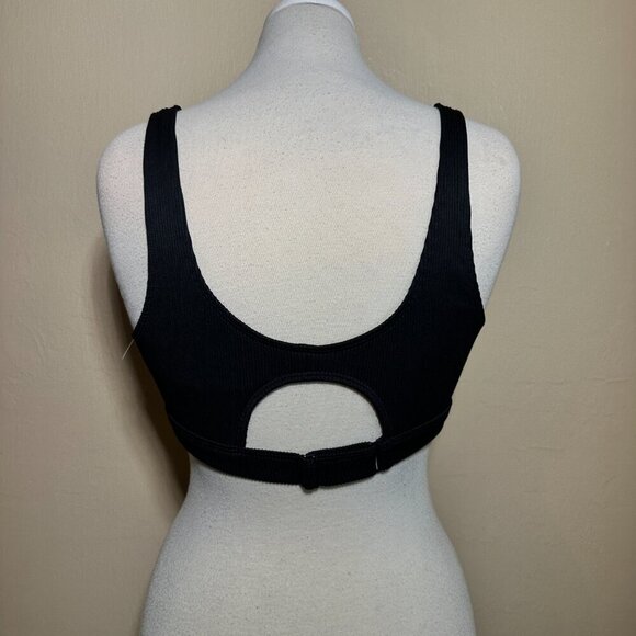 Old Navy Black Textured-Rib Cutout Tie-Front Bikini Swim Top NWOT - Picture 4 of 7